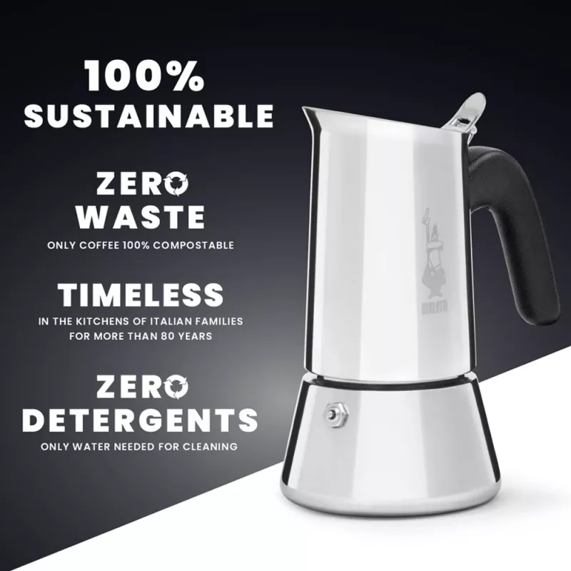 Bialetti Venus cafeteira de fogão espresso 4 chávenas 170 ml aço inoxidável