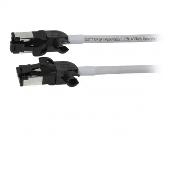 Synergy21 cabo patch RJ45, CAT6A 500 MHz, 0,25 m, cinzento, S/FTP, slimline redondo d=4,5 mm, TPE/LSZH (Superflex), AWG28, com fichas CAT7, ficha rotativa