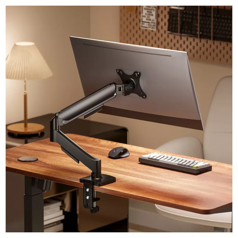 Equip suporte de mesa para monitor 17-32 polegadas braço único mola a gás 9 kg preto