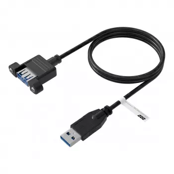 EFB cabo de extensão USB 3.0 A-A macho para fêmea para montagem em painel, 0,5m, preto