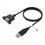EFB cabo de extensão USB 3.0 A-A macho para fêmea para montagem em painel, 0,5m, preto