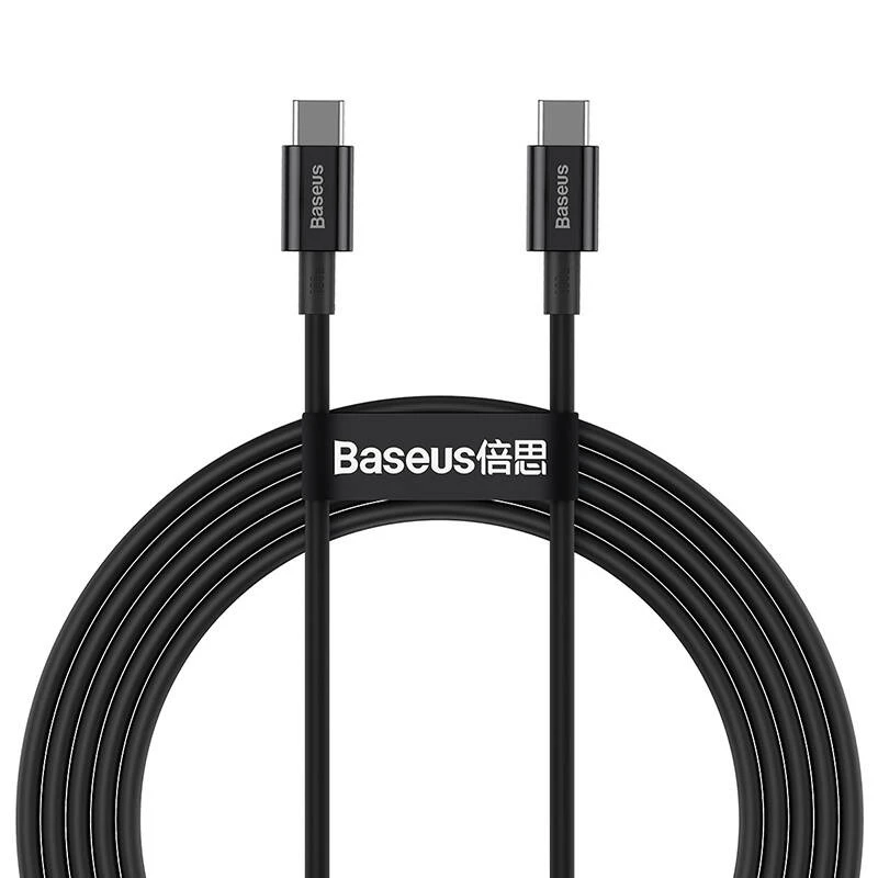 Baseus Superior cabo USB-C para USB-C 1m preto 100W carregamento rápido e sincronização de dados