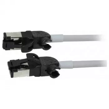 Cabo de rede RJ45 Synergy21, CAT6A 500MHz, 1,0m, cinzento, S/FTP, Slimline redondo d=4,5mm, TPE/LSZH (Superflex), AWG28, com ficha CAT7, ficha rotativa
