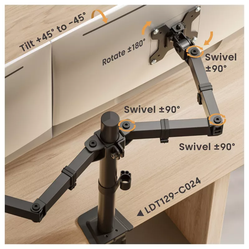 Suporte de secretária Equip para dois monitores 17-32 polegadas 360° articulado 10 kg preto