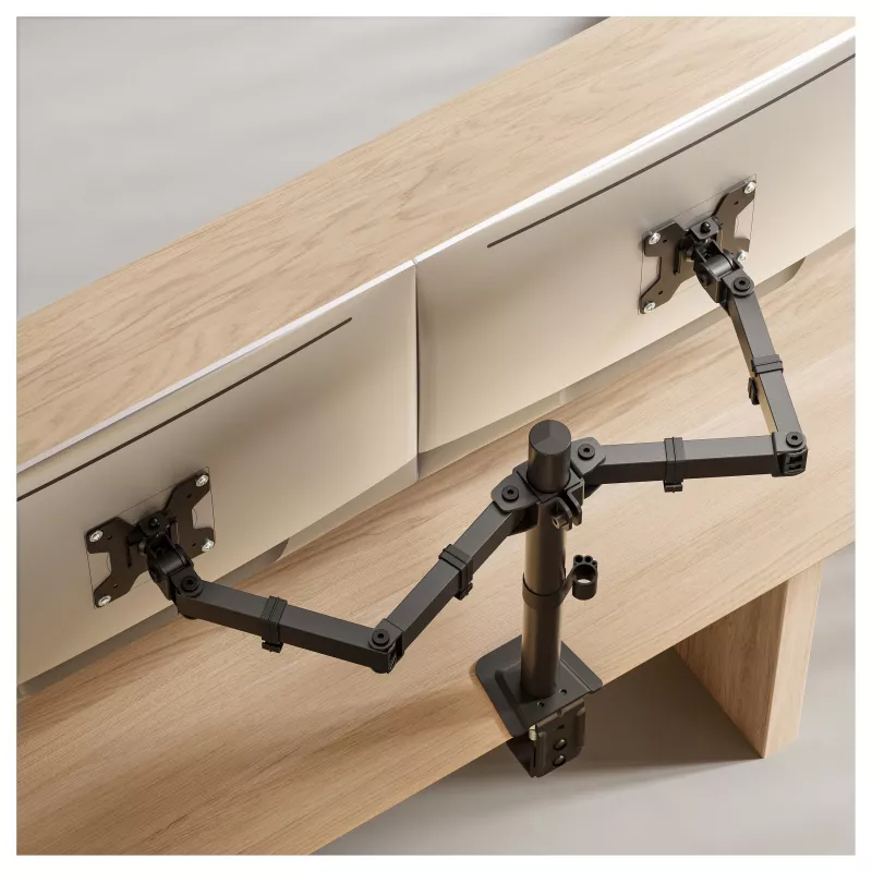Suporte de secretária Equip para dois monitores 17-32 polegadas 360° articulado 10 kg preto