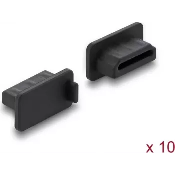 Tampas antipoeira Delock para conector fêmea HDMI-A 10 peças silicone preto (87465)