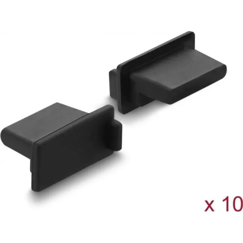 Tampas antipoeira Delock para conector fêmea USB Type-A, 10 peças, silicone, preto (87490)