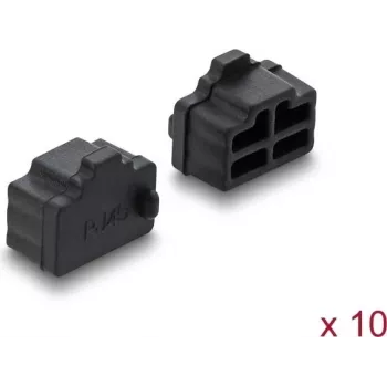 Tampas antipoeira Delock RJ45 10 peças silicone preto (87547)