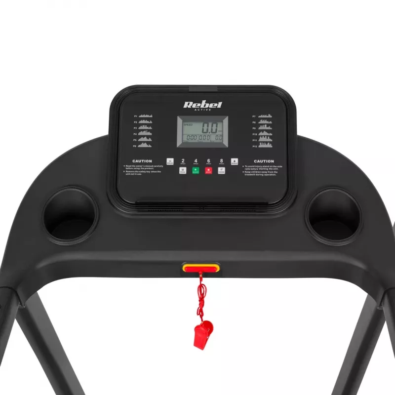 Passadeira elétrica dobrável REBEL ACTIVE RBA-1001 com ecrã LCD, 12 programas, 12 km/h, prateado/preto