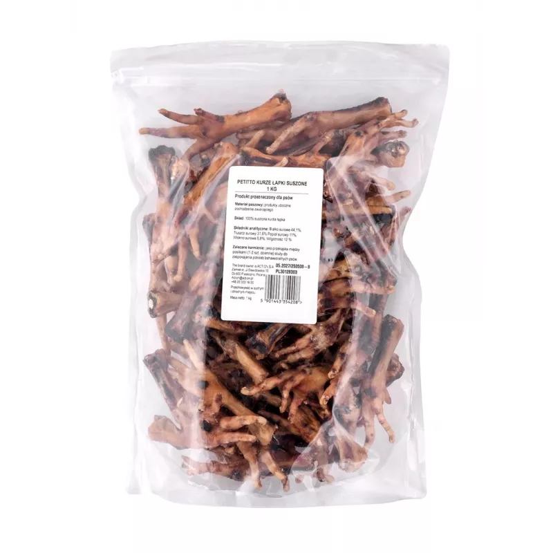 PETITTO Patas de Frango Secas Petisco para Cães 1kg
