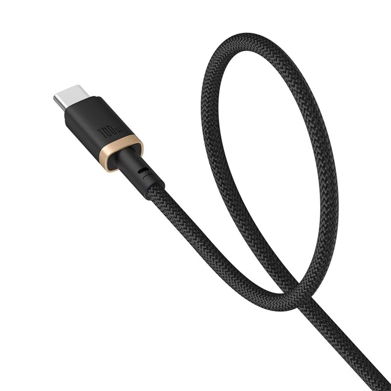 Baseus Dura Cabo de Carregamento Rápido Type-C para Type-C 100 W 1 m Preto, Dourado