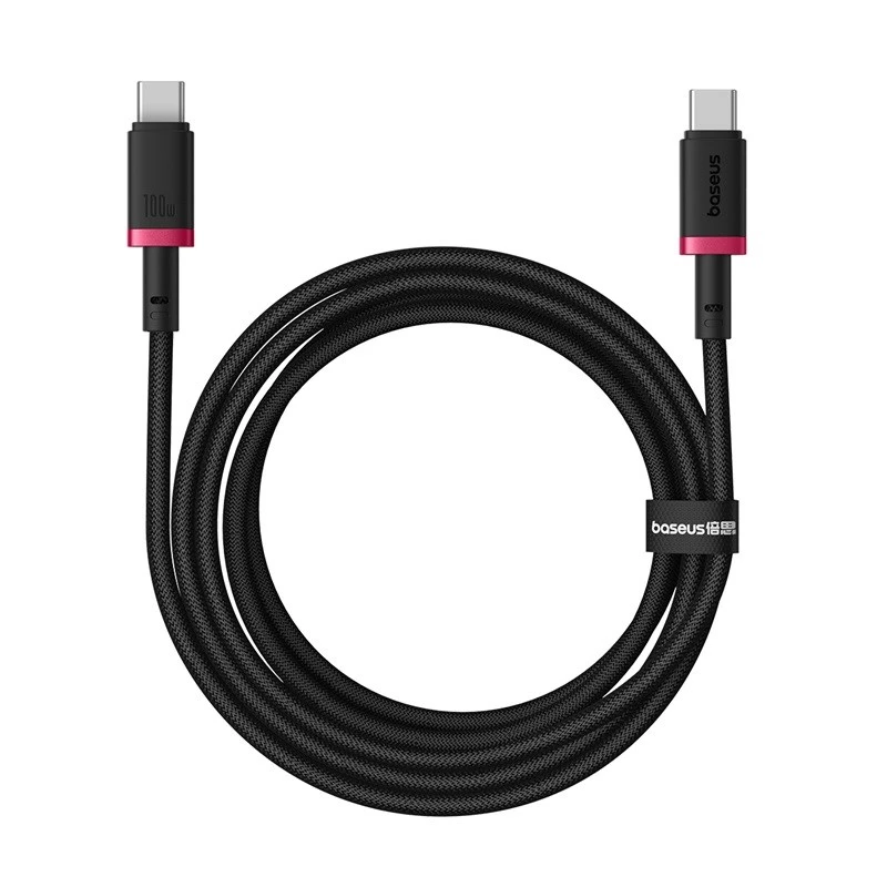 Baseus Dura Cabo de Carregamento Rápido Type-C para Type-C 100 W 2 m Preto, Vermelho