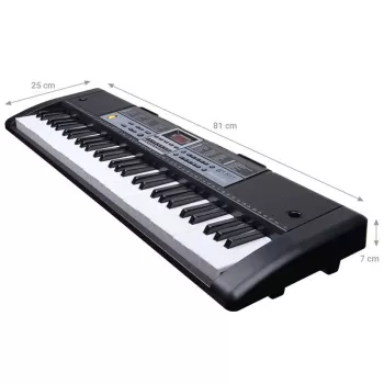 MQ 6136L Órgão Teclado com Microfone para Crianças - 61 Teclas, Preto