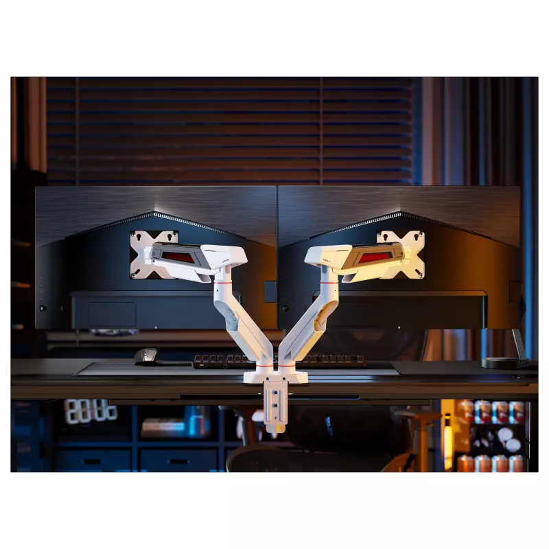 Equip Suporte de Mesa para Dois Monitores 17-35 Polegadas 180° Gaming 12kg Preto/Branco