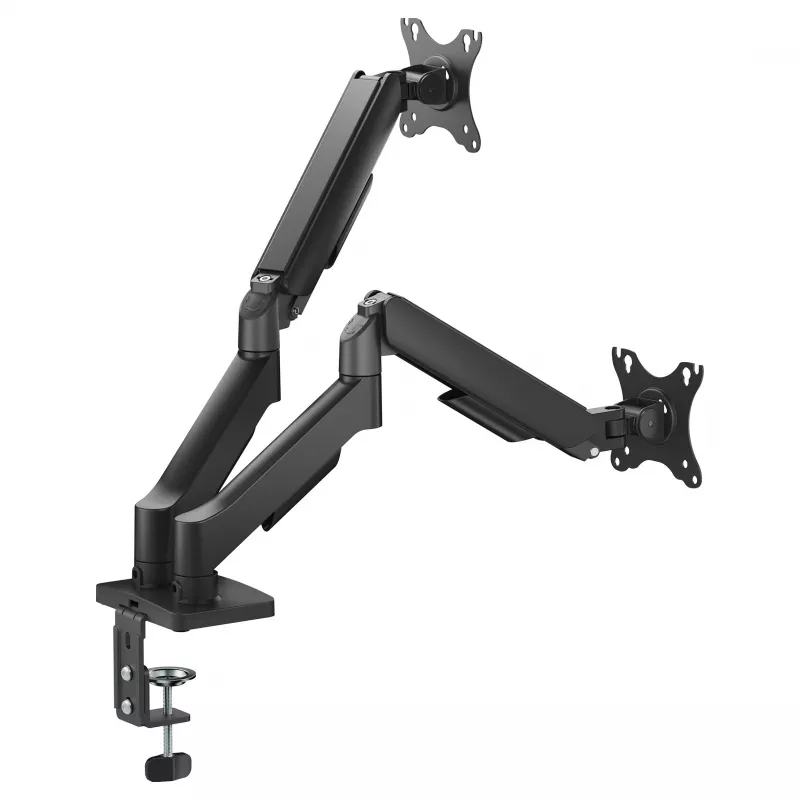 Equip Suporte de Mesa para Dois Monitores para Ecrãs de 17-32 Polegadas, Rotação 360°, Mola a Gás, Capacidade de Carga 9 kg, Preto