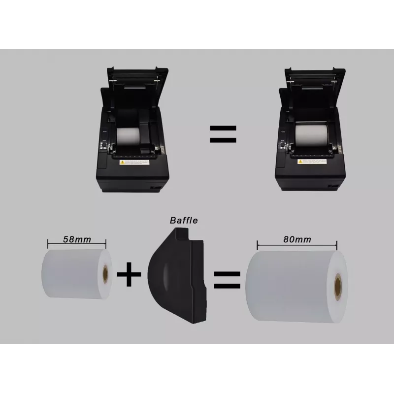 Equip impressora térmica 58/80mm para talões POS com cortador automático, USB/Bluetooth/WiFi/ligação de gaveta de dinheiro, preto