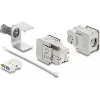 Módulo Keystone Delock RJ45 fêmea para LSA Cat.6A blindado com malha de blindagem sem ferramentas (91084)