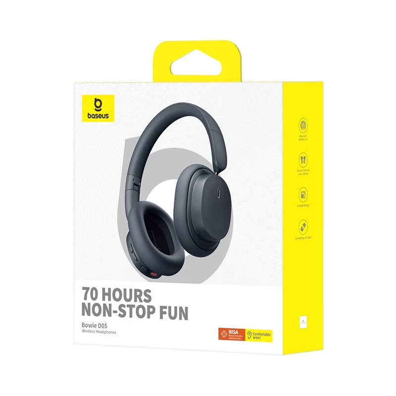Auscultadores over-ear sem fios Baseus Bowie D05 Bluetooth 5.3 - preto