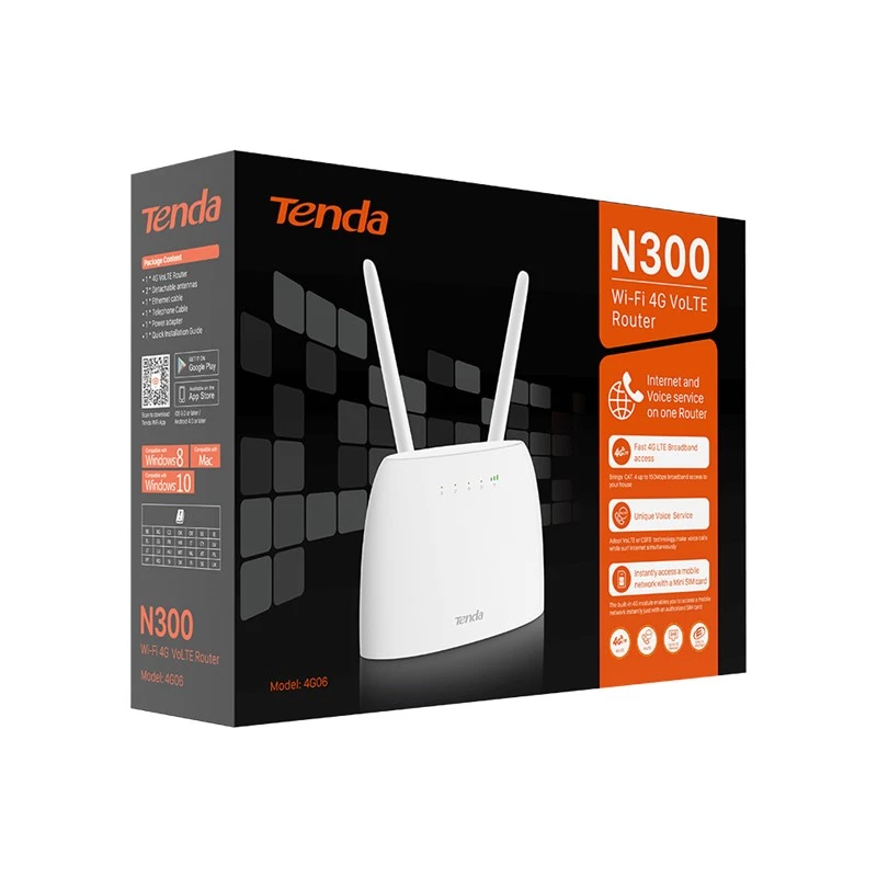 Router wireless Tenda N300 Fast Ethernet single-band (2,4 GHz) 4G branco