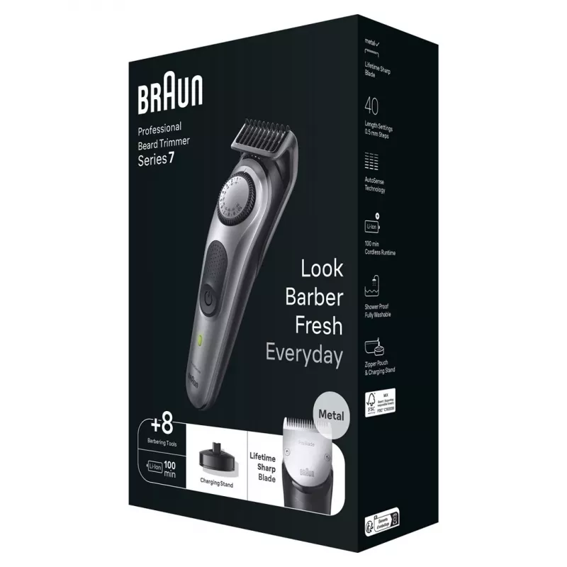 Aparador de barba Braun BT7420 - aparador all-in-one - preto/cinzento