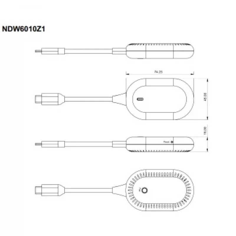 Dongle de visualização sem fios Bluechip HDMI (NWD6000) USB-C (DP Alt Mode) para HDMI com alimentação USB-A