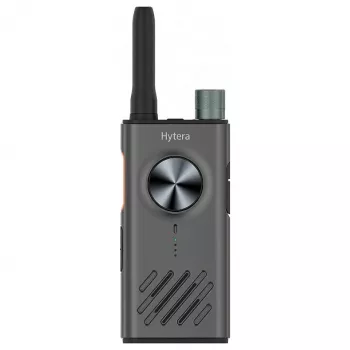 Rádio PMR446 Hytera S1 HYT-S31 B1 0,5W UHF 446MHz com bateria Li-Polymer 2200mAh removível, botão Dual-PTT, clipe de cinto, conector de áudio 3,5mm, antena 5,4cm - cinzento