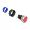 Botão de pressão de encastrar Delock 22 mm, plano, LED vermelho, ligações de solda, 1 NO, 230 V AC/DC