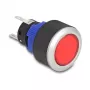 Botão de pressão de encastrar Delock 22 mm, plano, LED vermelho, ligações de solda, 1 NO, 230 V AC/DC