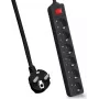 Régua de tomadas Helos Power Strip CLASSIC, 6 tomadas, preta, 5,0 m, com interruptor