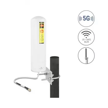 Antena 5G LTE Delock SMA macho 3-5 dBi fixa omnidirecional montagem em parede e mastro exterior branca