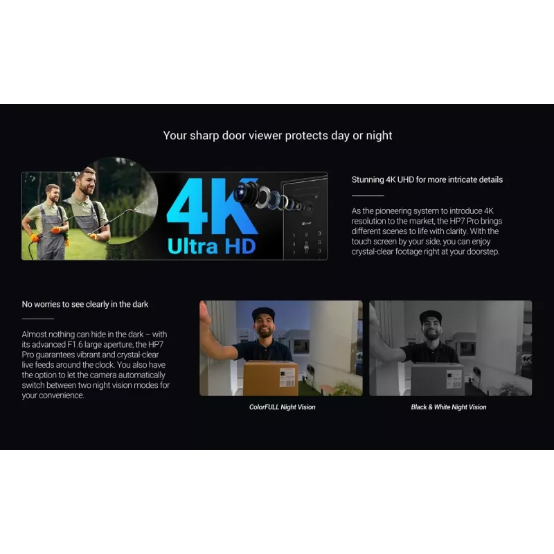 Kit de videoporteiro IP 4K EZVIZ HP7 Pro com monitor tátil de 7 polegadas, Wi-Fi 6, leitor de palma, reconhecimento facial, RFID, posto de rua IP65