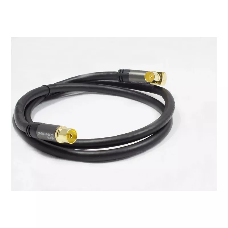 Cabo de antena SAT Good Connections SmartFLEX, IEC/Coax ficha angular para conector fêmea, banhado a ouro, blindagem quádrupla, 120 dB, preto, 1,5 m (GC-M2072)