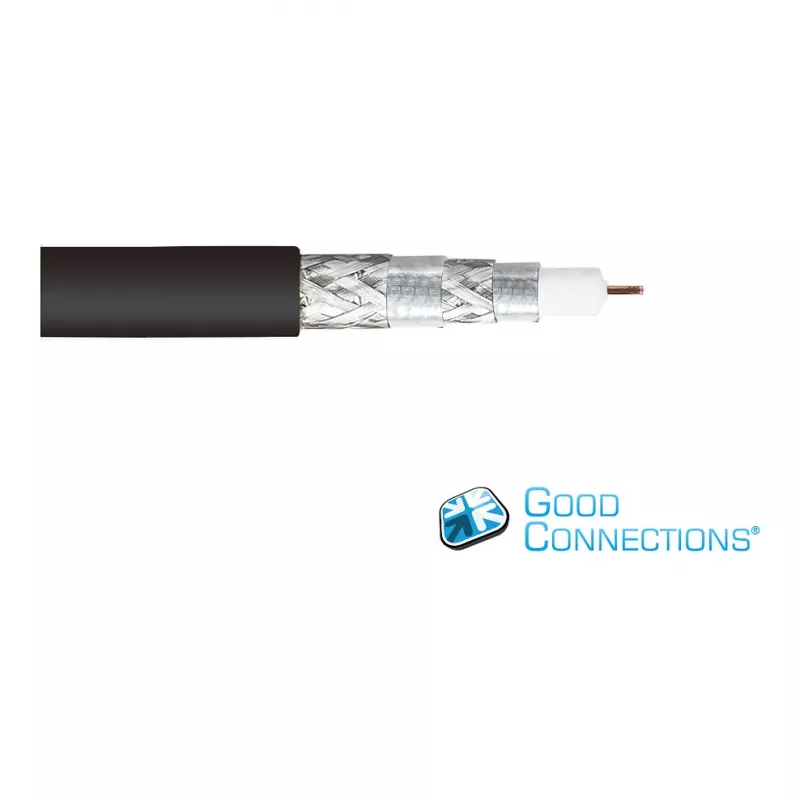 Cabo de antena SAT Good Connections SmartFLEX, IEC/Coax ficha angular para conector fêmea, banhado a ouro, blindagem quádrupla, 120 dB, preto, 1,5 m (GC-M2072)