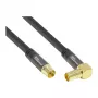 Cabo de antena SAT Good Connections SmartFLEX, IEC/Coax ficha angular para conector fêmea, banhado a ouro, blindagem quádrupla, 120 dB, preto, 1,5 m (GC-M2072)