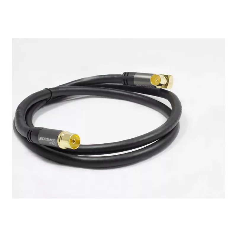 Cabo de antena SAT Good Connections SmartFLEX, IEC/Coax ficha angular para conector fêmea, banhado a ouro, blindagem quádrupla, 120 dB, preto, 2 m