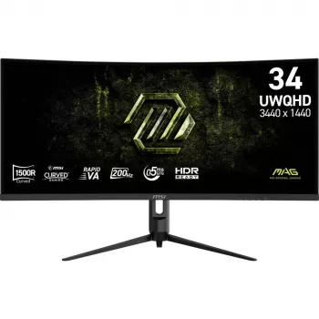 Monitor gaming curvo MSI MAG 342CQRFDE E20 34 polegadas UWQHD 200Hz
