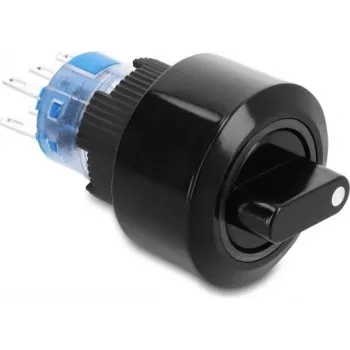 Delock Interruptor rotativo para instalação 22 mm com retenção 6x ligação soldada IP65 preto 20991