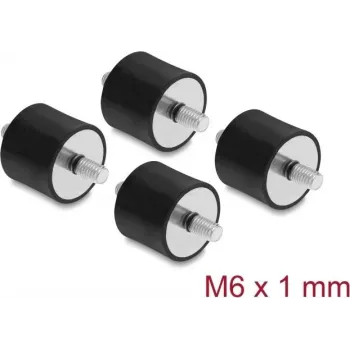 Delock Amortecedor de vibrações M6 x 1 mm D 25 x A 20 mm com 2 x rosca exterior 4 unid. preto (60815)
