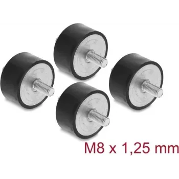 Delock Amortecedor de vibrações M8 x 1,25 mm D 40 x A 20 mm com 2 x rosca exterior 4 unid. preto (60817)