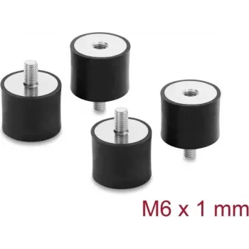 Delock Amortecedor de vibrações M6 x 1 mm D 25 x A 20 mm com rosca interior e exterior 4 unid. preto