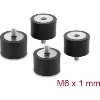 Delock Amortecedor de vibrações M6 x 1 mm D 30 x A 20 mm com rosca exterior e interior 4 unid. preto (60821)