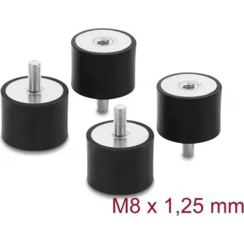 Delock Amortecedor de vibrações M8 x 1,25 mm D 40 x A 30 mm com rosca exterior e interior 4 unid. preto (60822)