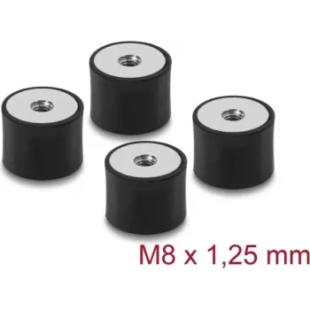 Delock Amortecedor de vibrações M8 x 1,25 mm D 40 x A 30 mm com 2 x rosca interior 4 unid. preto