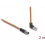 Delock cabo de patch Cat.6A S/FTP blindado M12 X-coded 8 polos macho reto - RJ45 macho angular para cima 2 m laranja