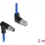 Delock cabo M12 codificação X 8 pinos macho angular para baixo - RJ45 macho angular para cima S/FTP blindado 2 m azul (81012)