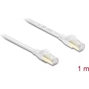 Delock Cabo de patch plano RJ45 Cat.8.1 U/FTP 40 Gbps 1 m branco (81025)