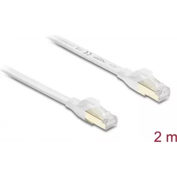 Delock Cabo de patch plano RJ45 Cat.8.1 U/FTP até 40 Gbps 2 m branco (81026)