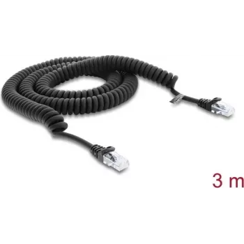 Delock Cabo espiral RJ50 macho-macho 3 m preto (91236)