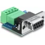 Delock Adaptador D-Sub 9 pinos fêmea para barra de terminais 4 pinos com interruptor DIP e resistência de terminação 120 Ohm para CAN / LIN (91294)