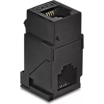 Delock Módulo Keystone acoplador RJ14 fêmea para RJ14 fêmea 90° angular Cat.3 plástico preto (91379)
